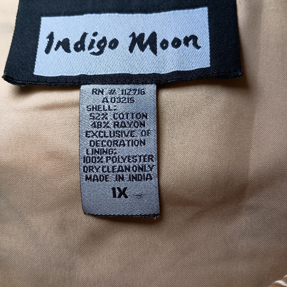 Indigo Moon Sequin Butterfly Art Jacket – 1X - Picture 9 of 12